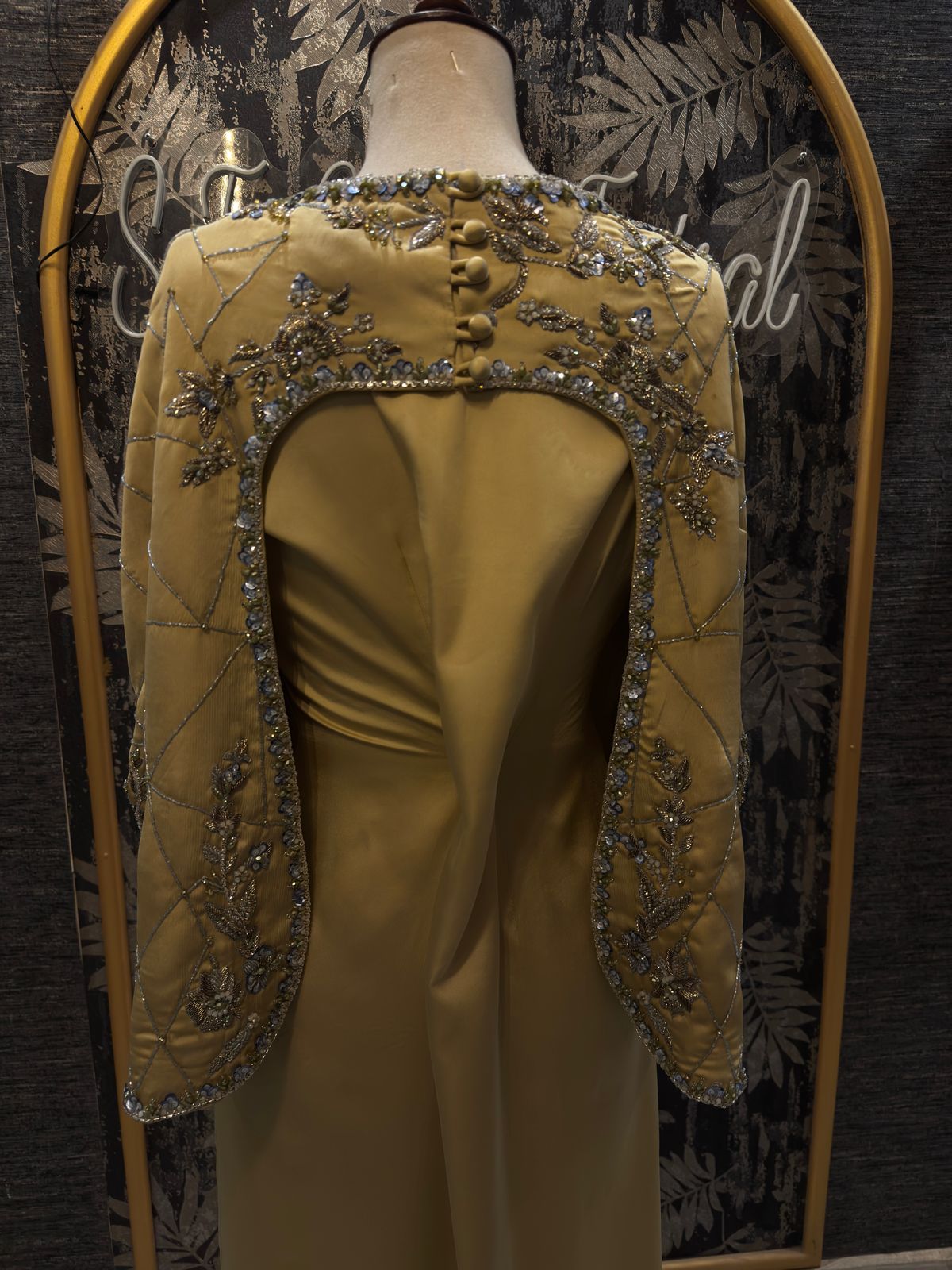 Ice Blue Long Dress with Embellished Cape – 2 Piece Formal Wear