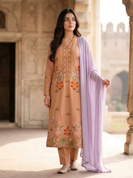 Luxury Pure Self Lawn Peach Shirt | Designer Summer Pret Wear