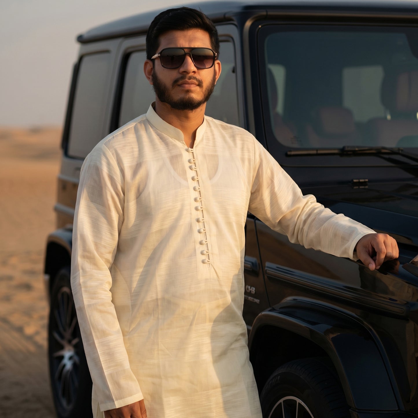 Self Stripe Summer Kurta with Straight Trouser – Lemon