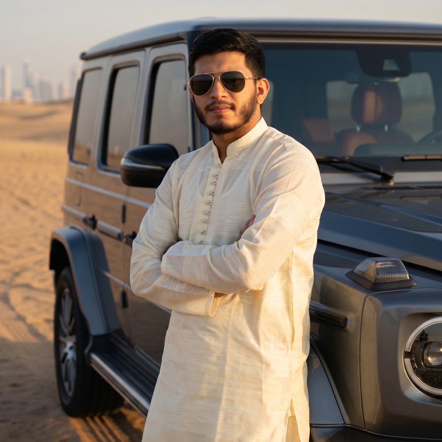 Self Stripe Summer Kurta with Straight Trouser – Lemon