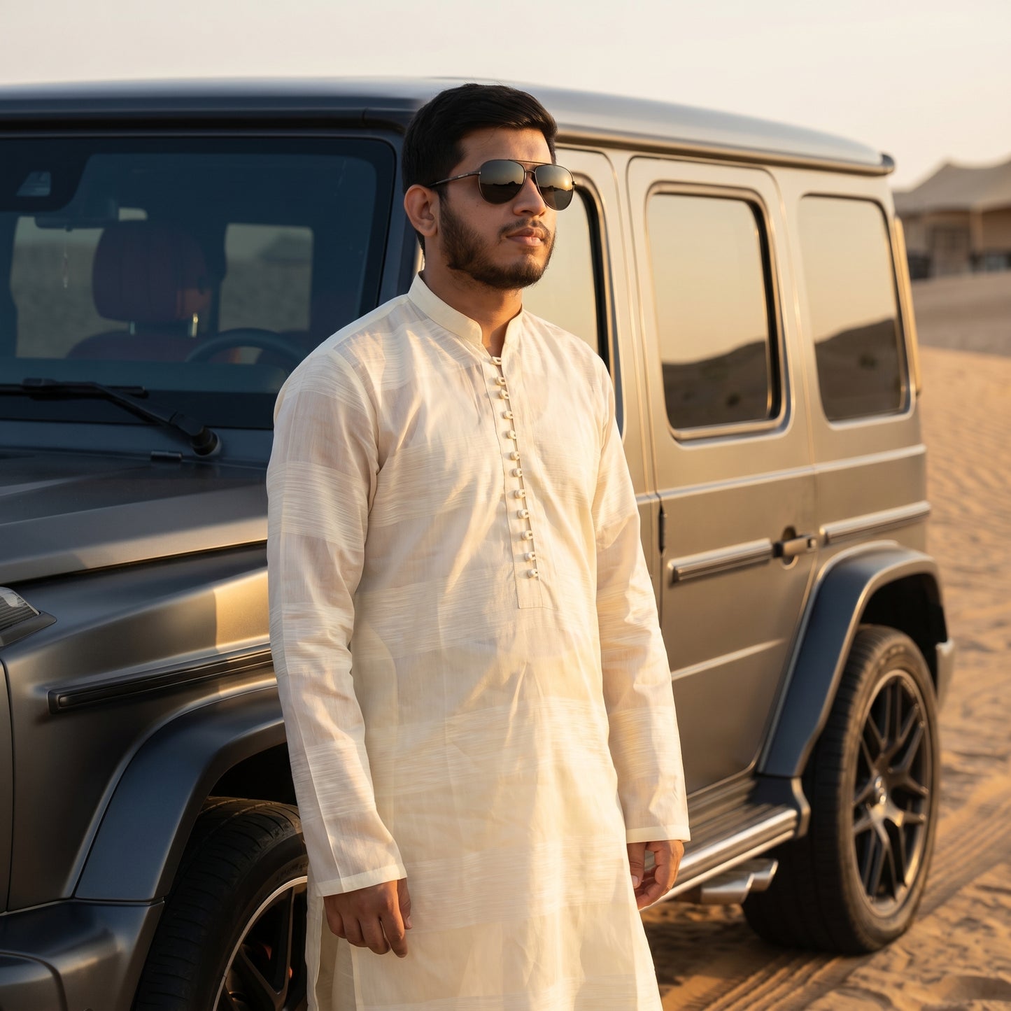 Self Stripe Summer Kurta with Straight Trouser – Lemon